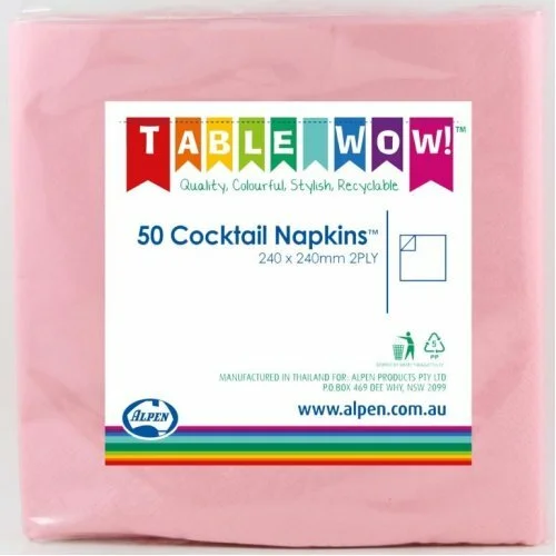 Light Pink Cocktail Napkins (25cm) - Pk 50