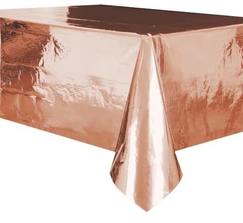 Metallic Rose Gold Plastic Rectangle Tablecover (137x274cm)