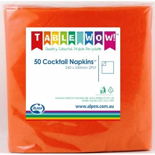 Orange 2ply Cocktail Napkins – Pack 50