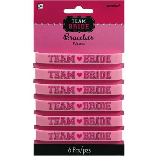 Team Bride Rubber Bracelets - Pk 6