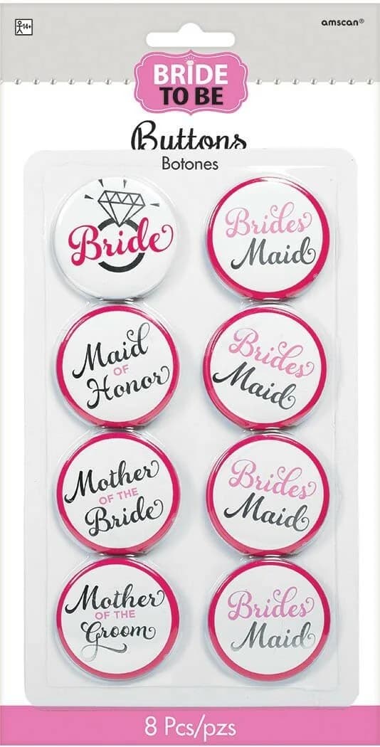 Bridal Party Buttons - Pk 8