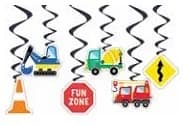 Fun Zone Construction Hanging Whirls - 6Pk