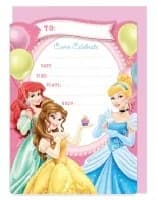 Disney Princess Party Invitations - Pk 16