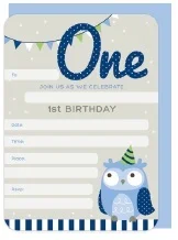 1st Birthday Boy Party Invitations - Pk 16*