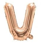 Rose Gold Air Filled 35cm Balloon - Letter V
