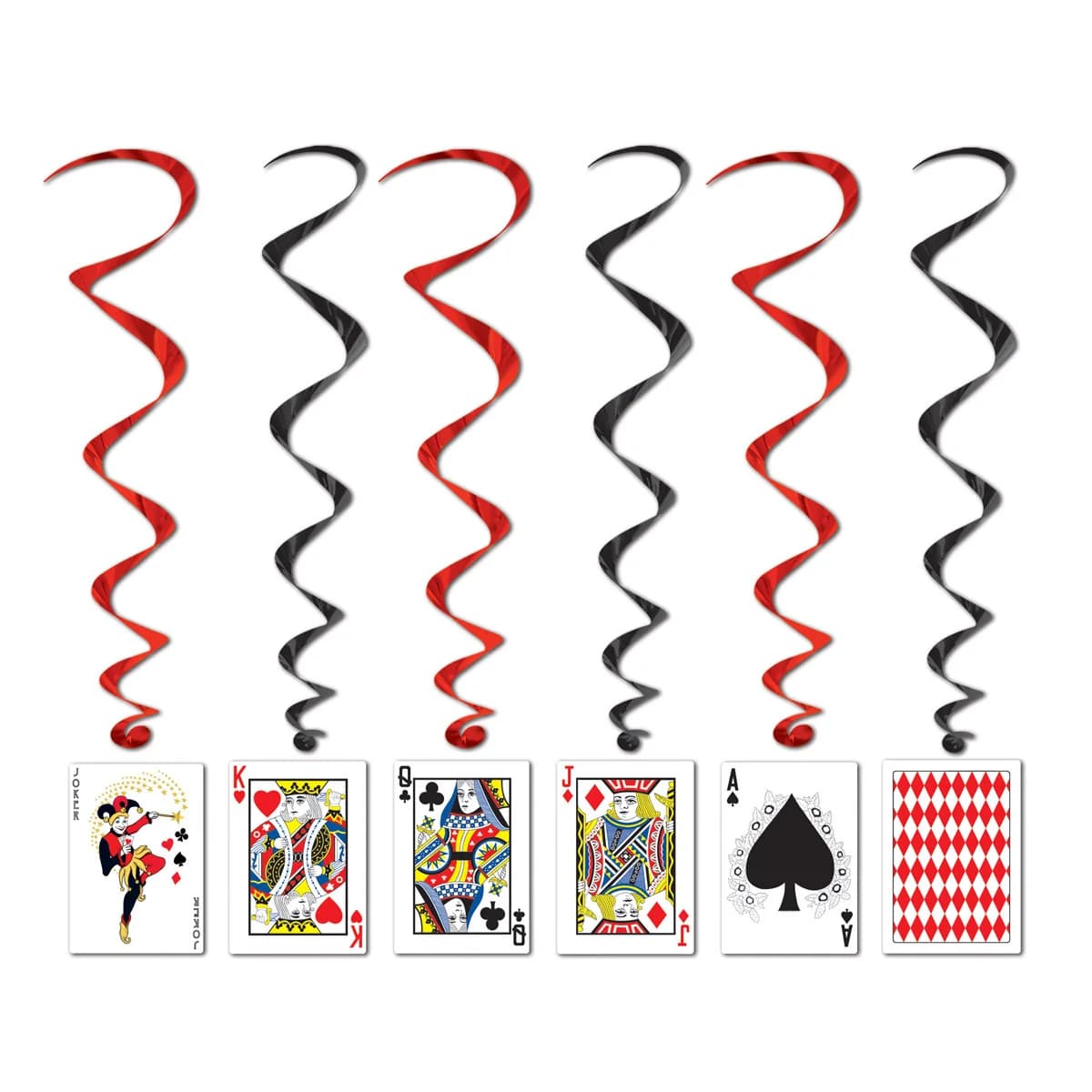 Playing Card Whirls Hanging Decorations - PK 5