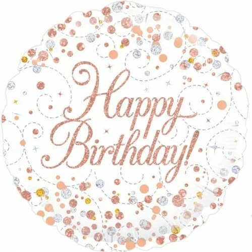 Sparkling Fizz Rose Gold Happy Birthday Foil Balloon - 18cm