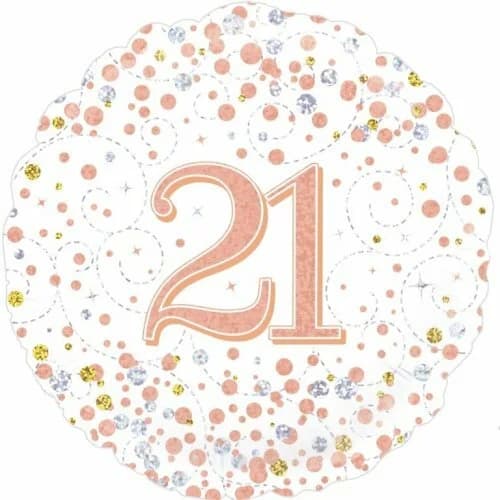 Sparkling Fizz Rose Gold 21 Foil Balloon - 18cm