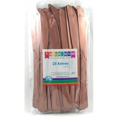 Reusable Rose Gold Plastic Knives - Pk 20