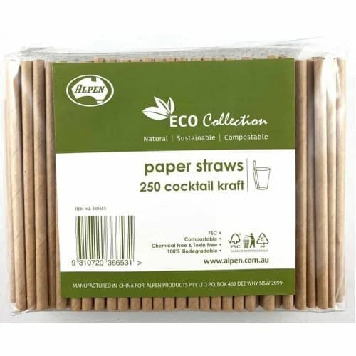 Paper Cocktail Straws - Kraft - Pk 250*