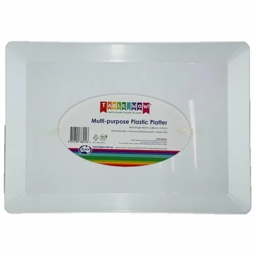 Rectangle White Plastic Platter (40x28x2cm)