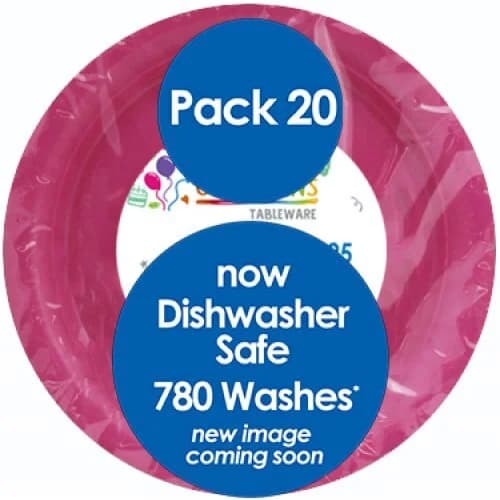 Magenta Reusable Plastic Lunch Plates 18cm 20 Pack