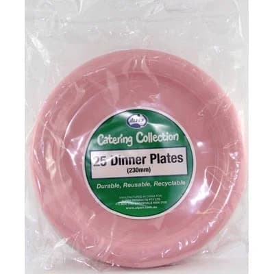 Light Pink Reusable Plastic Dinner Plates 23cm 20 Pack