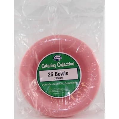 Reusable Light Pink Plastic Bowls (180 mm) - Pk 20