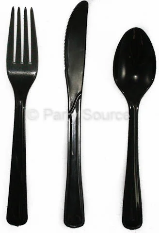 Reusable Black Plastic Forks – Pack 20