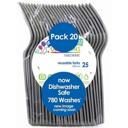 REUSABLE Silver Plastic Forks - Pk 20