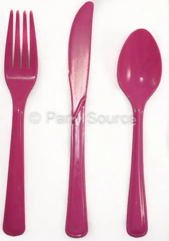 Reusable Magenta Plastic Forks - Pk 20
