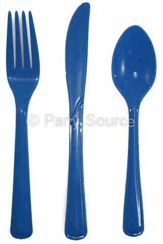 Reusable Royal Blue Plastic Knives - Pk 20