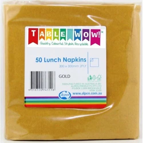 Gold Lunch Napkins (33cm) - Pk 50