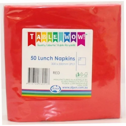 Red Lunch Napkins (33cm) - Pk50