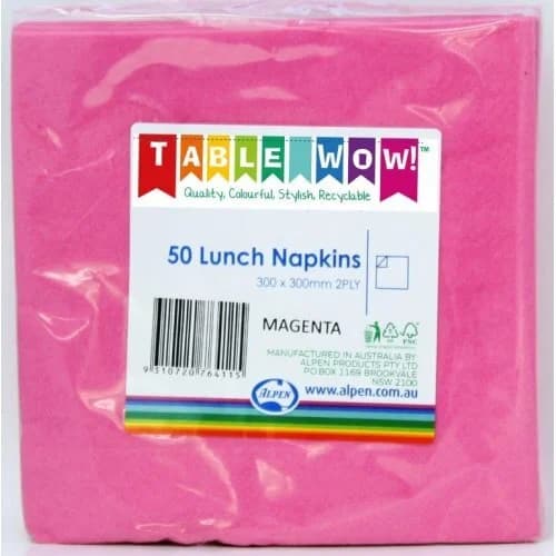 Magenta Lunch Napkins (33cm) - Pk 50