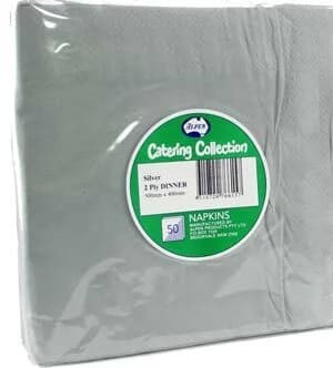 Silver Dinner Napkins 2 Ply - Pack of 50