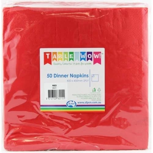 Red Dinner Napkins (40cm) - Pk 50