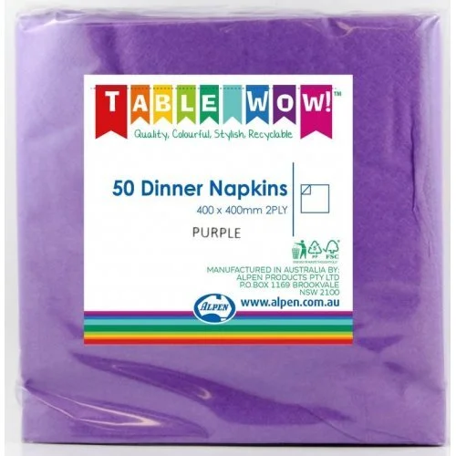 Purple Dinner Napkins (40cm) - Pk 50