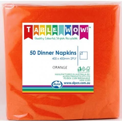 Orange Dinner Napkins (40cm) - Pk 50