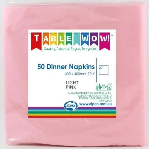 Light Pink Dinner Napkins (40cm) - Pk 50