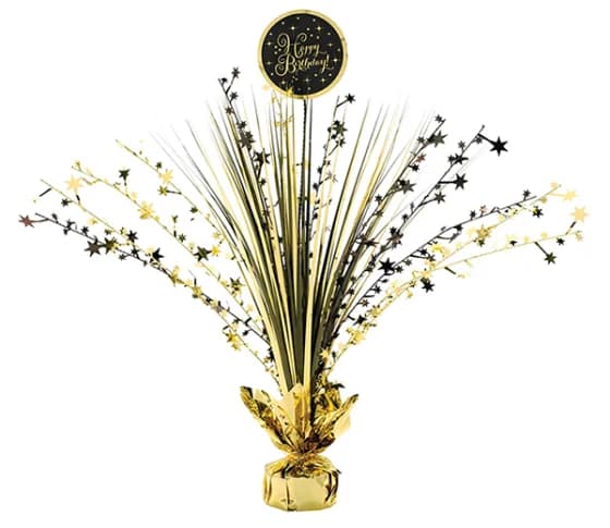 Happy Birthday Gold Centrepiece Spray