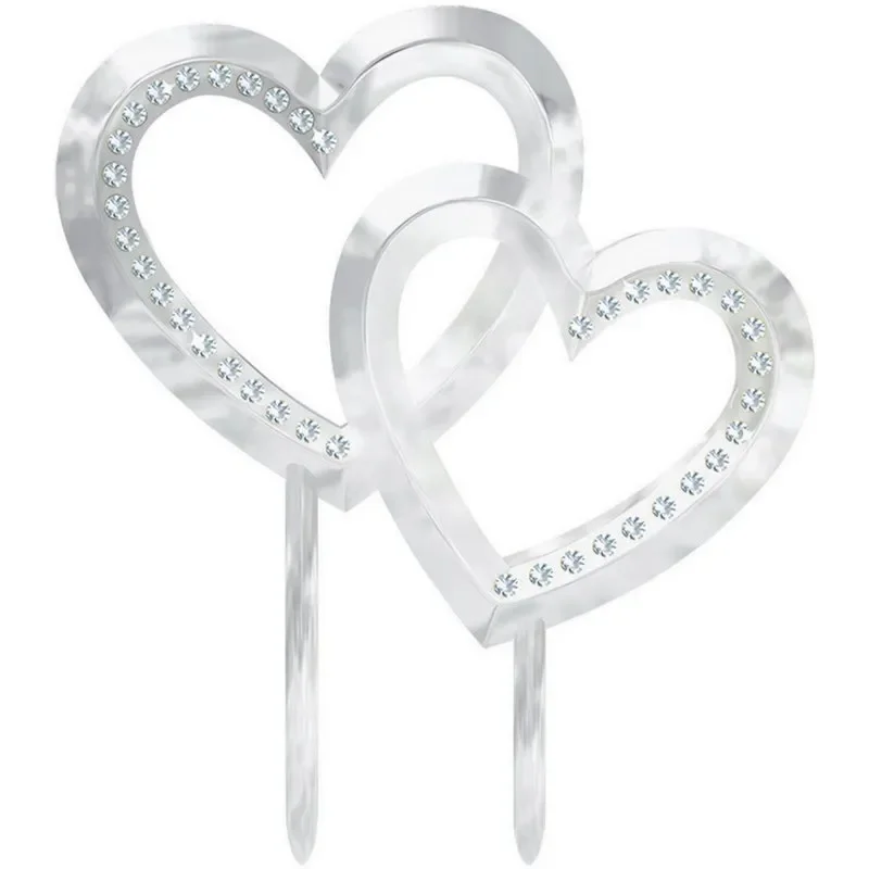 Double Hearts Cake Topper with Gems