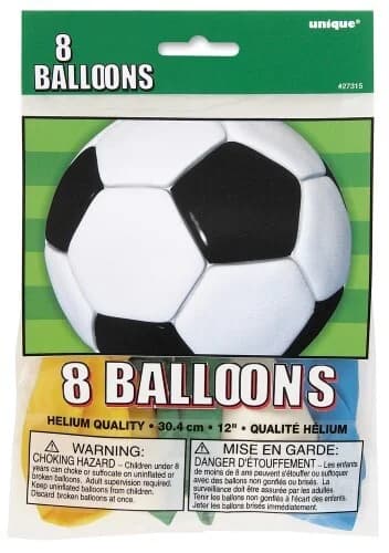 12" 3D Soccer Latex Balloons - Pk 8