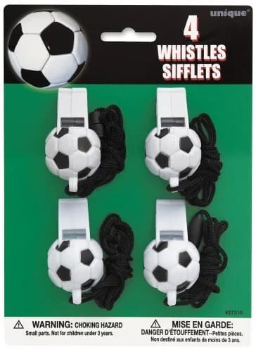 Soccer Ball Party Whistles - Pk 4