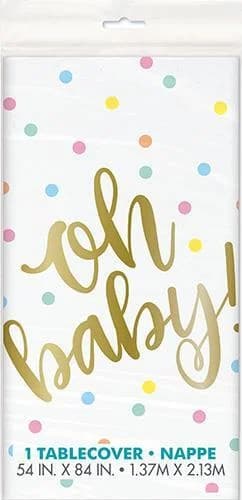 "Oh Baby" Pastel Dots Rectangle Plastic Tablecover (137x213cm)