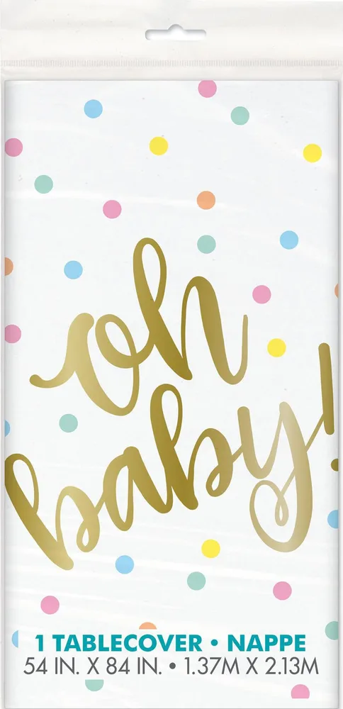 "Oh Baby" Pastel Dots Rectangle Plastic Tablecover (137x213cm)