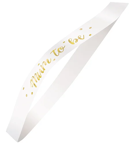 "Mum To Be" White & Gold Satin Sash