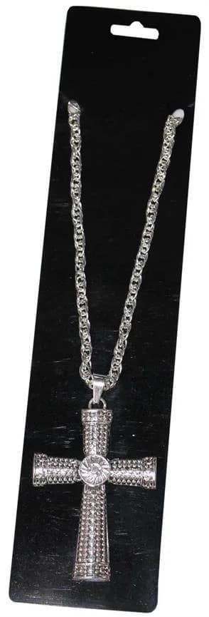Heavy Metal Silver Cross Pendant with chain