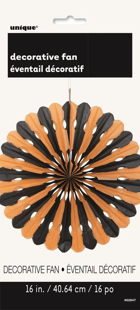 Black & Orange Decorative Fan (40cm)