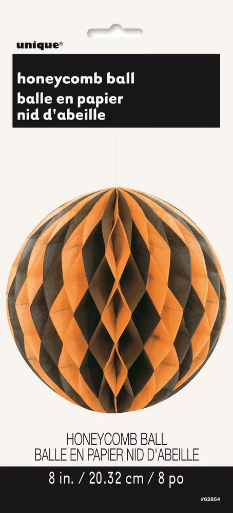 Black and Orange Honeycomb Ball Decoration -20cm