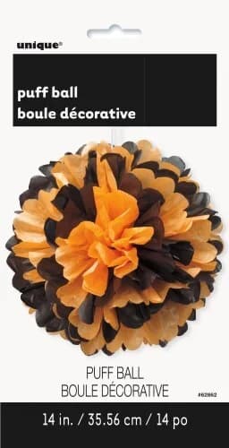 Black & Orange Puff Ball Decoration (36cm)