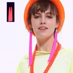 Neon Pink Tassel Earrings (UV reactive) - 20cm long