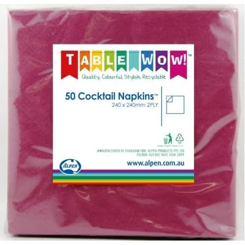Burgundy Cocktail Napkins (25cm) - Pk 50