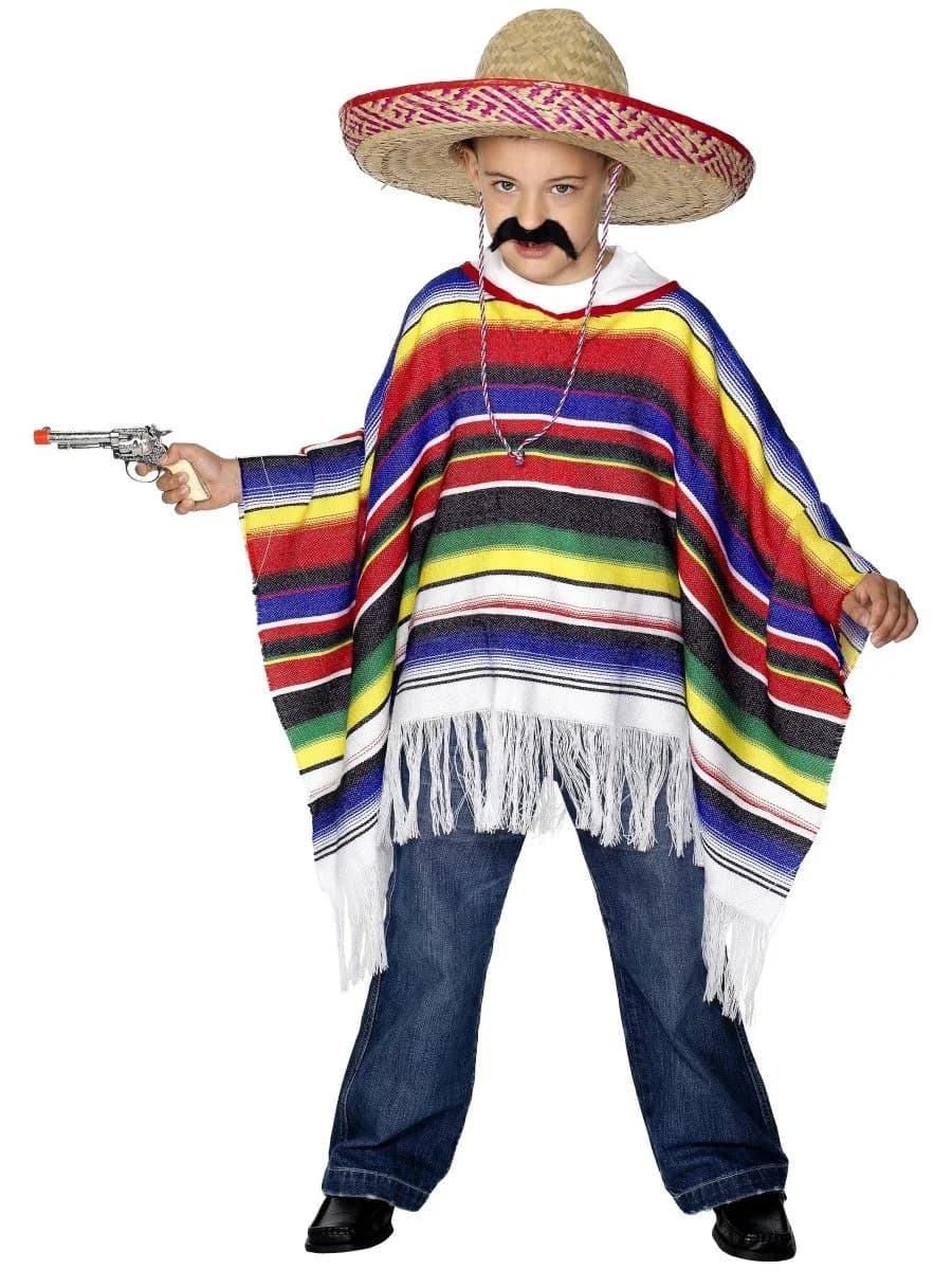 Kids' Striped Mexican Poncho