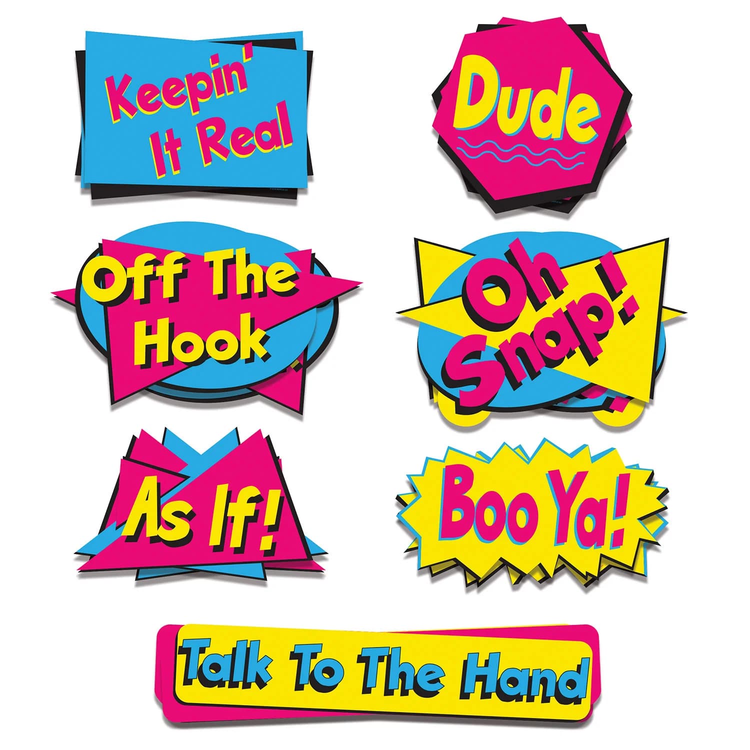 90's Phrase Cutout Decorations - Pk 7