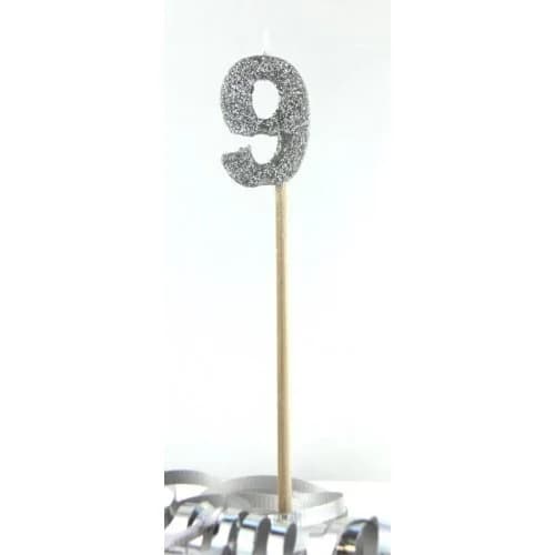 Silver Glitter Candle - No 9