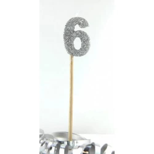Silver Glitter Candle - No 6