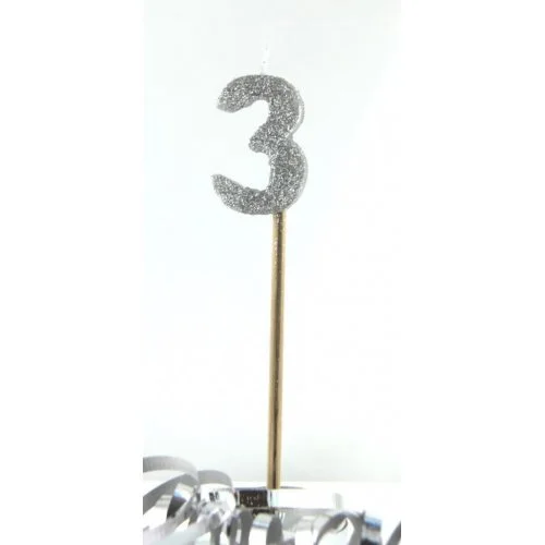 Silver Glitter Candle - No 3
