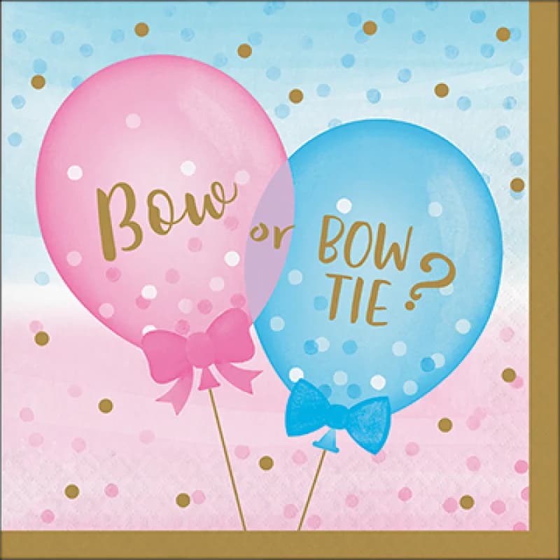 Bow or Bow Tie? Gender Reveal Napkins - Pk 16