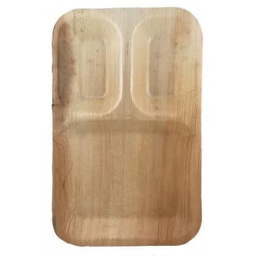Palm Leaf Plate with 3 Compartments - 10"x7" - Pk 10*